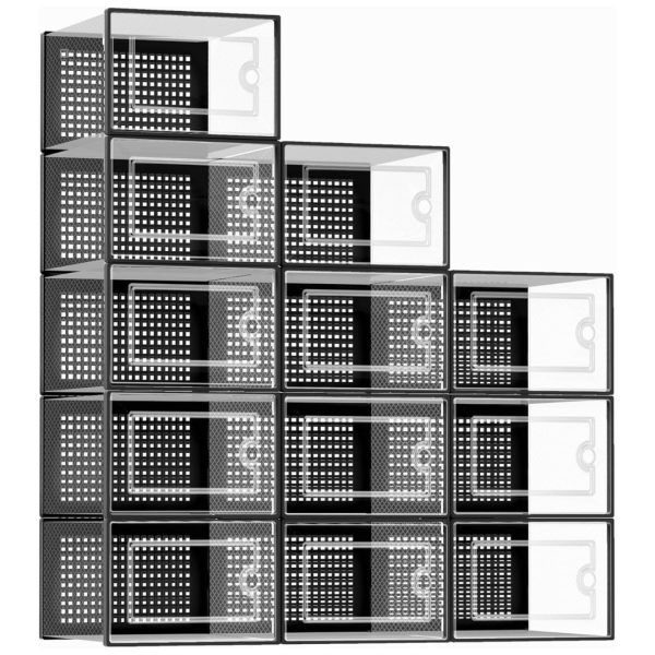 12-Count Kuject Clear Plastic Stackable Sneaker Container Bins Online Hot Sale
