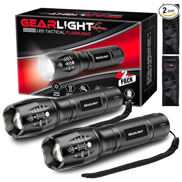2-Pack GearLight High Lumens And 5 Modes LED Bright Flashlight For Cheap