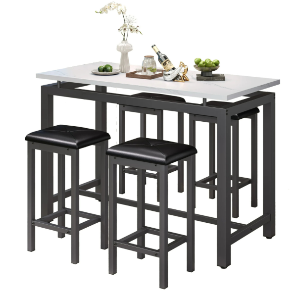 Set of 5 Segmart Counter Height Breakfast Bar Table & Stool Set (Various) Discount