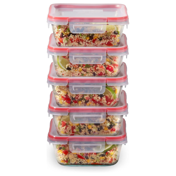 5-Pack Pyrex Freshlock 4-Cup Glass Food Storage Containers Set For Cheap