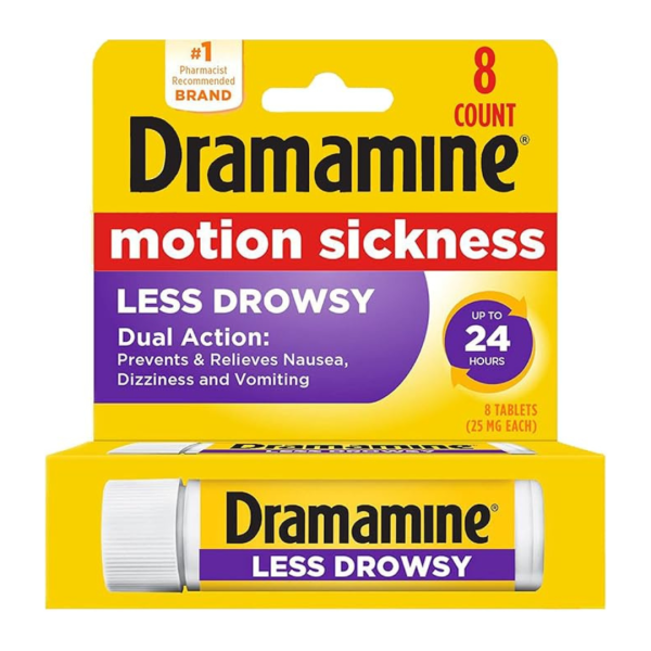 8-Count Dramamine Motion Sickness Long Lasting Relief Less Drowsy Hot on Sale