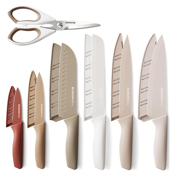 13-Piece Astercook Stainless Steel Anti-Rust Coating Chef Knife Sets For Sale