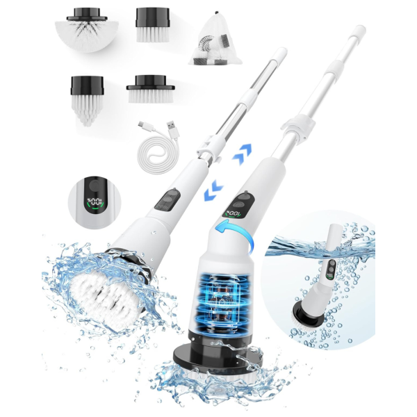 Cordless Electric Spin Scrubber with 4 Replaceable Brush Heads Online Sale
