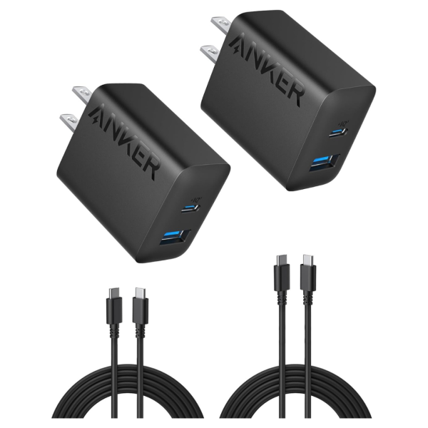 2-Pack Anker 20W Dual USB Port Wall Charger Adapter W 5ft USB-C Cable Online Sale