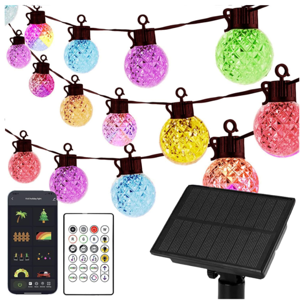 25 RGB Color IP65 Waterproof 15ft Globe Solar LED String Lights Online Hot Sale