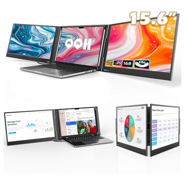 QQH Z80A Laptop Screen Extender 15.6  FHD IPS Triple Portable Monitor Fashion