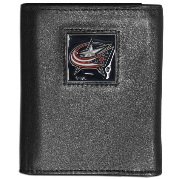 Columbus Blue Jackets® Leather Trifold Wallet For Sale