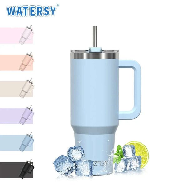 Watersy 40oz 1200ml Tumbler with Handle & Straw Lid Stainless Steel Insulated Cup Keep Cold Thermal Mug Portable Car Travel Cup Online Sale