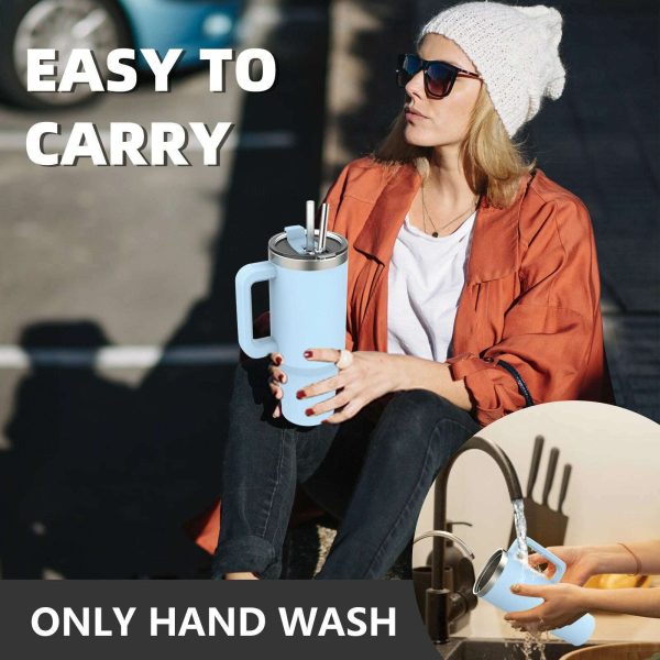 Watersy 40oz 1200ml Tumbler with Handle & Straw Lid Stainless Steel Insulated Cup Keep Cold Thermal Mug Portable Car Travel Cup Online Sale - Image 5
