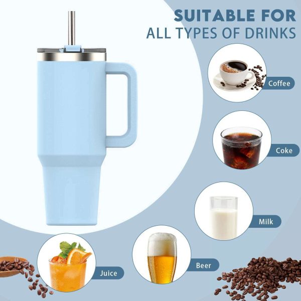 Watersy 40oz 1200ml Tumbler with Handle & Straw Lid Stainless Steel Insulated Cup Keep Cold Thermal Mug Portable Car Travel Cup Online Sale - Image 2