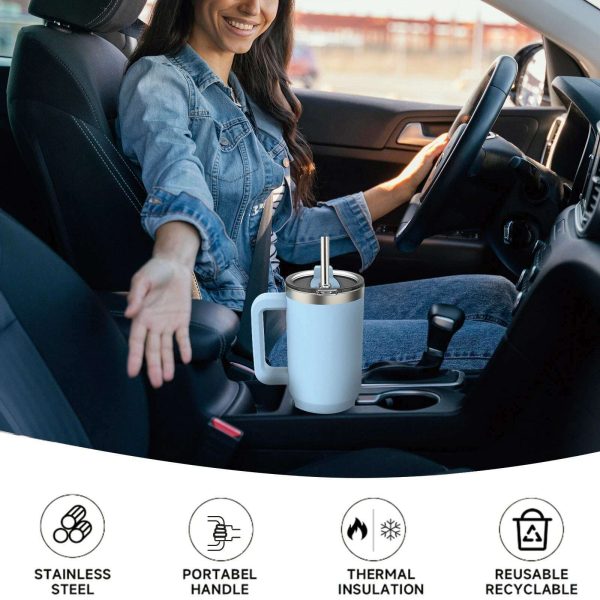 Watersy 40oz 1200ml Tumbler with Handle & Straw Lid Stainless Steel Insulated Cup Keep Cold Thermal Mug Portable Car Travel Cup Online Sale - Image 3